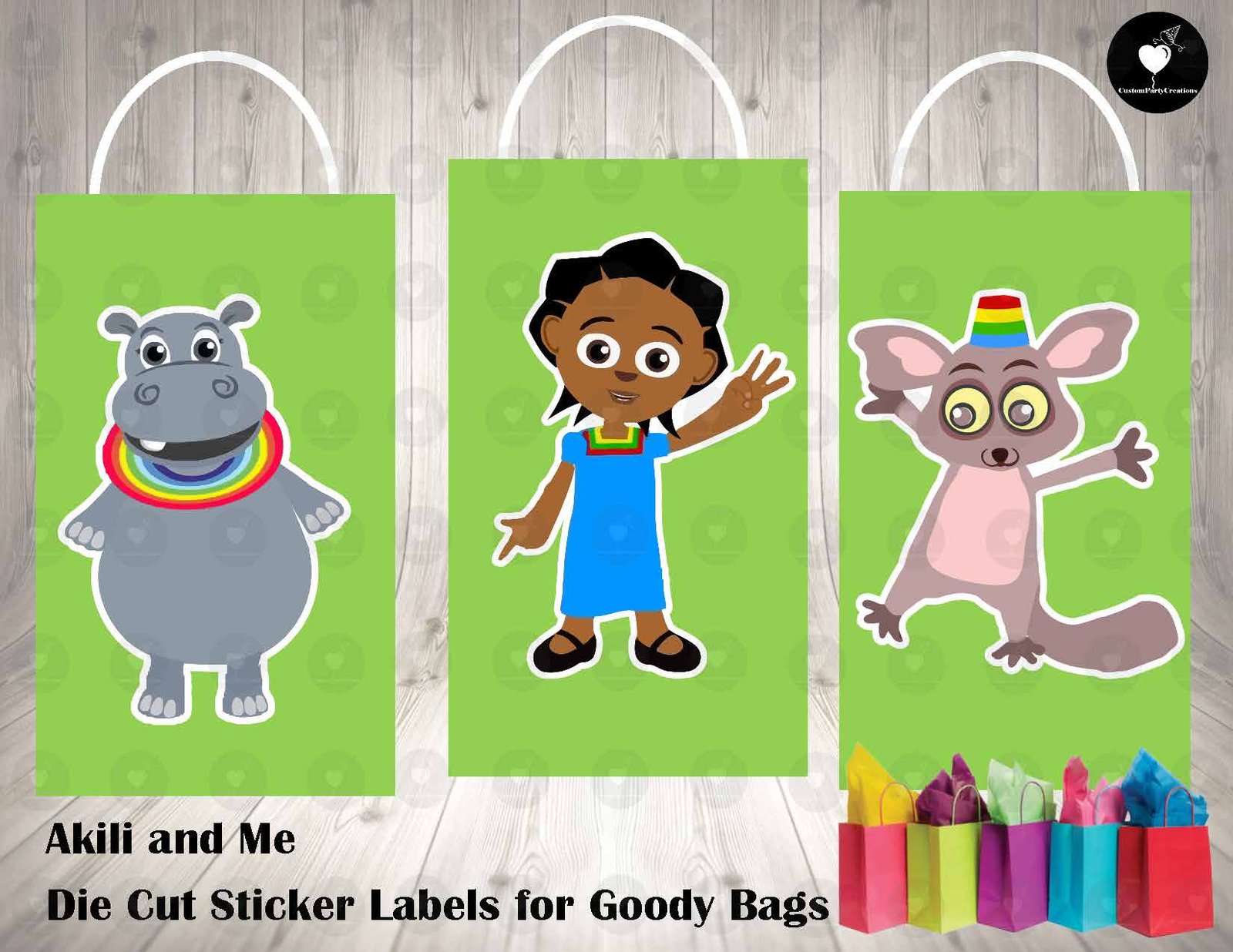 Akili and Me Die Cut Goody Bag Labels 1 Akili and Me Die Cut Goody Bag Labels