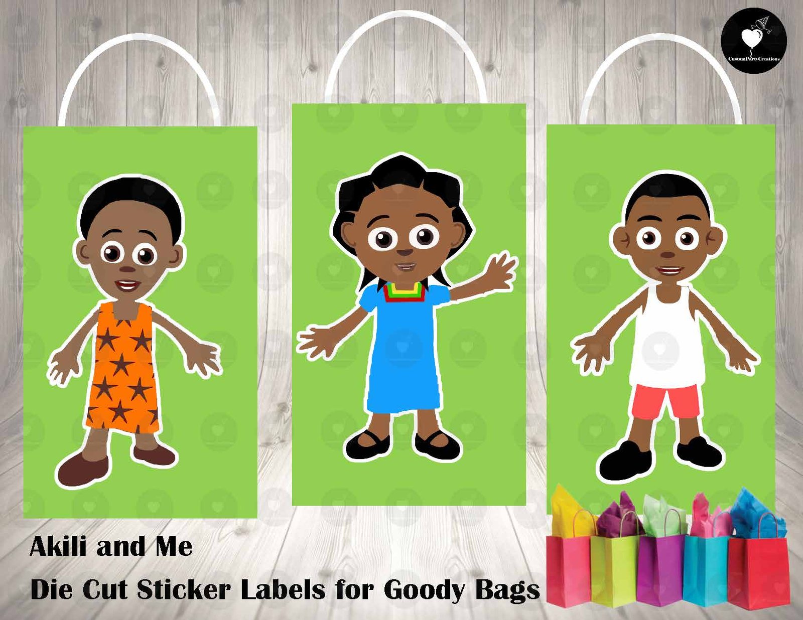 Akili and Me Die Cut Goody Bag Labels 3 Akili and Me Die Cut Goody Bag Labels