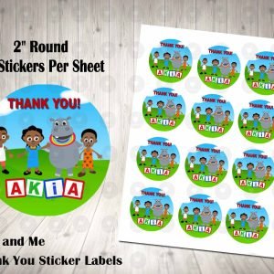 Akili and Me 2inch Colorful Round Thank You Stickers