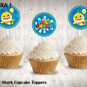 Baby Shark Personalized Round Cupcake Toppers