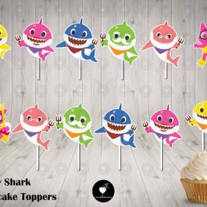 Baby Shark Cupcake Toppers Birthday Party