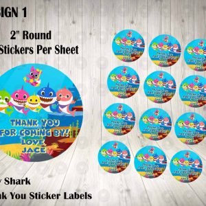 Baby Shark 2" Round Thank You Stickers