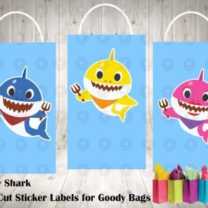 Baby Shark Die Cut Goody Bag Labels