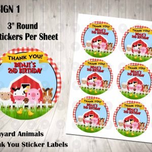 Barnyard 3" Round Thank You Stickers
