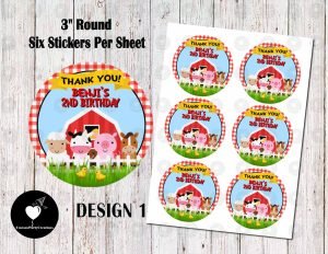 Barnyard 3" Round Thank You Stickers