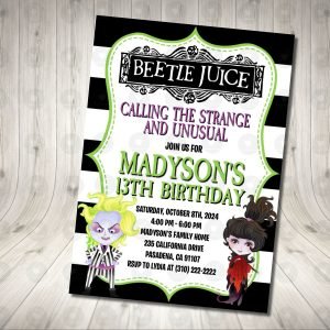 Beetlejuice Personalized Invitation Birthday Party