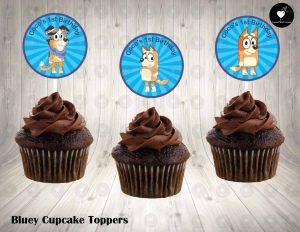 Bluey Dog New Round Cupcake Toppers