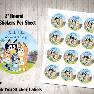Bluey 2 inch Round Thank You Stickers