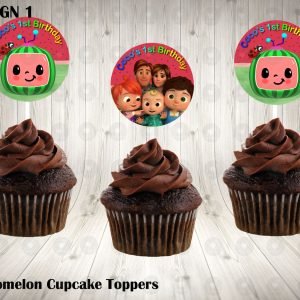 Cocomelon Personalized Round Cupcake Toppers