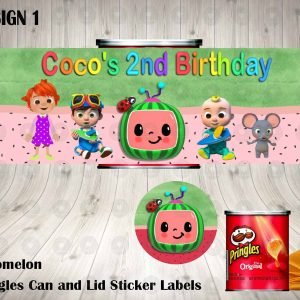 Cocomelon Pringles Can and Lid Labels