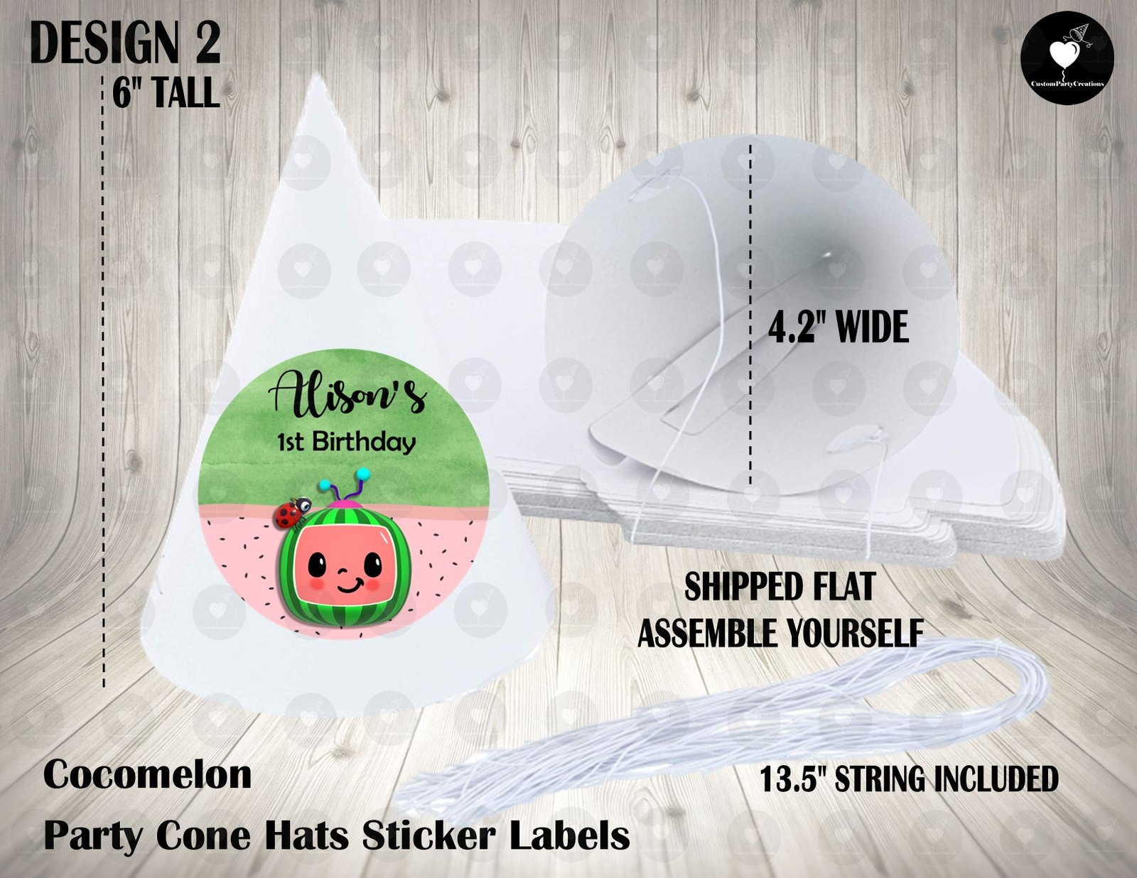 Cocomelon Personalized Cone Hats 2 Cocomelon Personalized Cone Hats