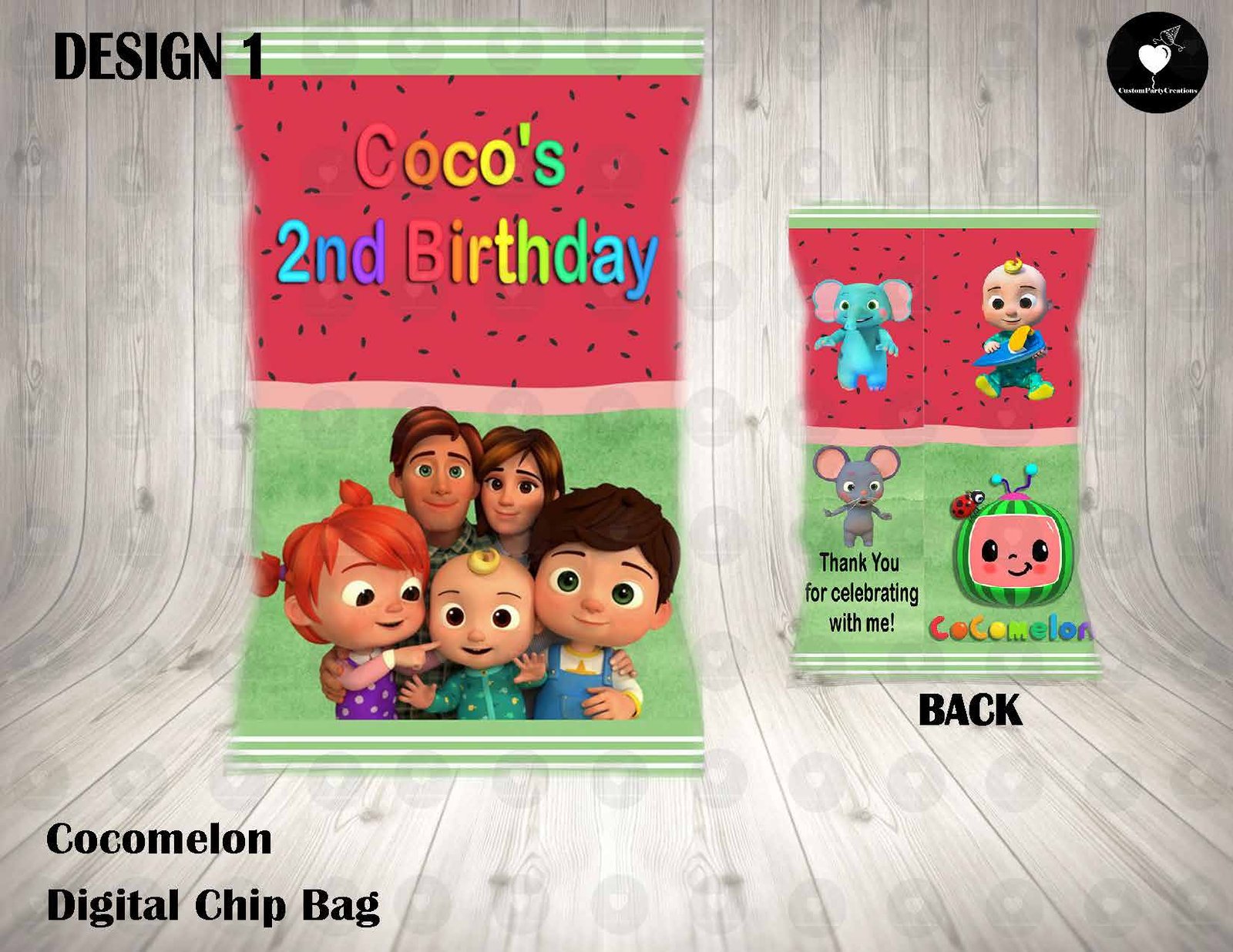 Cocomelon Personalized Digital Chip Bag **DIGITAL FILE ONLY*** 1 Cocomelon Personalized Digital Chip Bag **DIGITAL FILE ONLY***