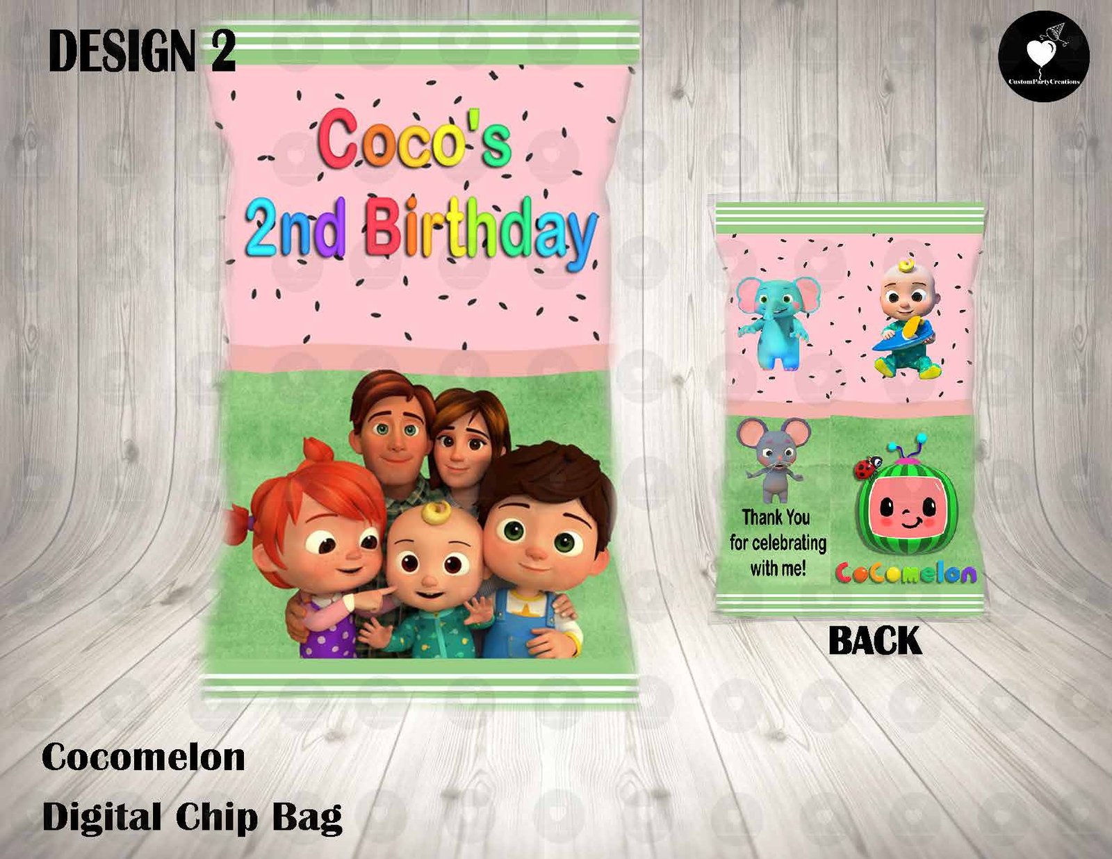 Cocomelon Personalized Digital Chip Bag **DIGITAL FILE ONLY*** 2 Cocomelon Personalized Digital Chip Bag **DIGITAL FILE ONLY***