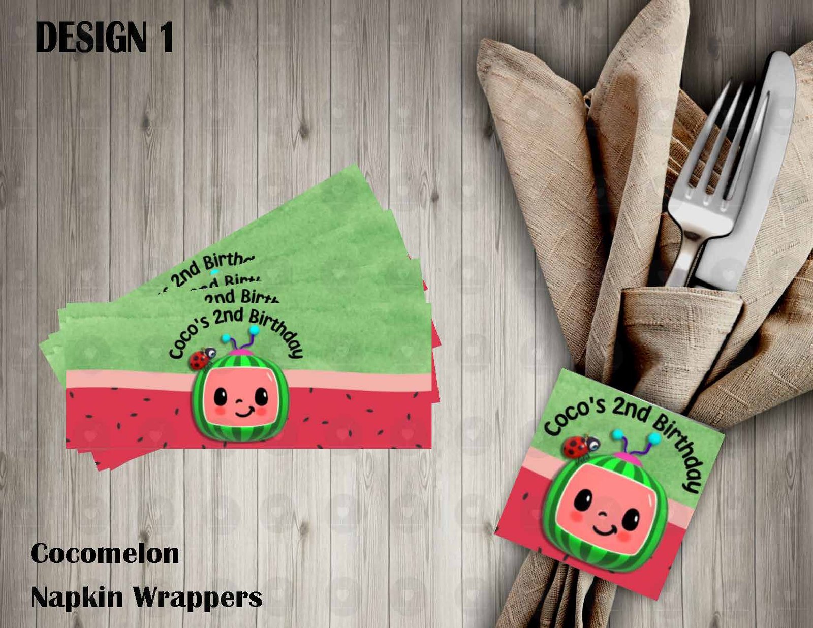 Cocomelon Napkin Wrappers 1 Cocomelon Napkin Wrappers