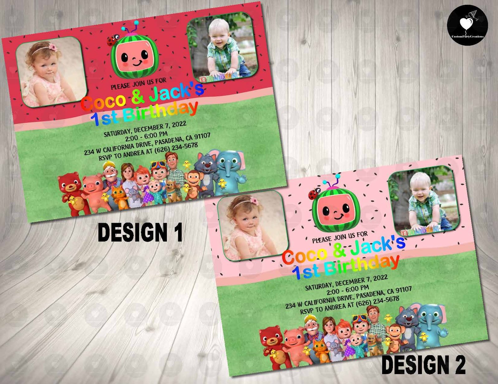 Cocomelon Twins Invitation Birthday Party 1 Cocomelon Twins Invitation Birthday Party