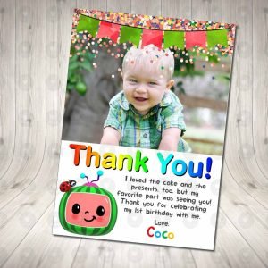 Cocomelon Thank You Card With Photo *Digital File Only*