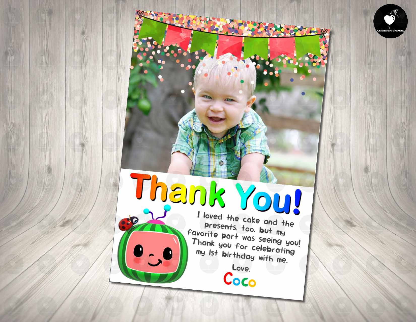 Cocomelon Thank You Card With Photo *Digital File Only* – Custom Party ...