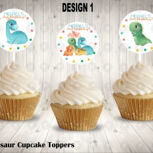 Dinosaur Round Cupcake Toppers