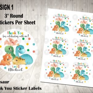 Dinosaur Play 3" Round Thank You Stickers