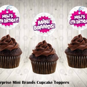 5 Surprise Mini Brands Round Cupcake Toppers
