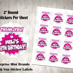 5 Surprise Mini Brand 2 inch Round Thank You Stickers