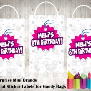 5 Surprise Mini Brands Die Cut Goody Bag Labels