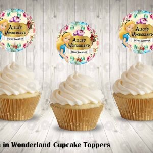 Alice in Wonderland Round Cupcake Toppers
