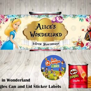 Alice in Wonderland Pringles Can and Lid Labels