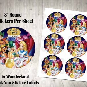 Alice in Wonderland 3" Round Thank You Stickers