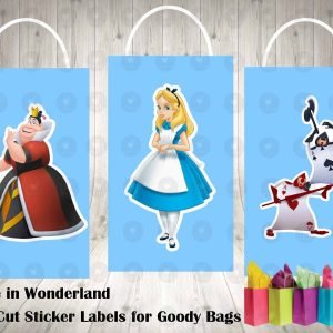 Alice in Wonderland Die Cut Goody Bag Labels