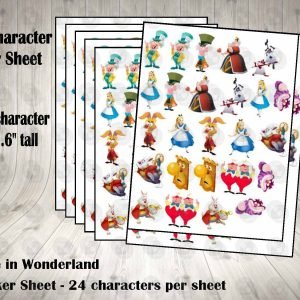 Alice in Wonderland Die Cut Goody Bag Labels