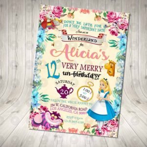 Alice in Wonderland Invitation Birthday Party