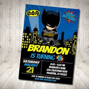 Batman Kawaii Invitation Birthday Party