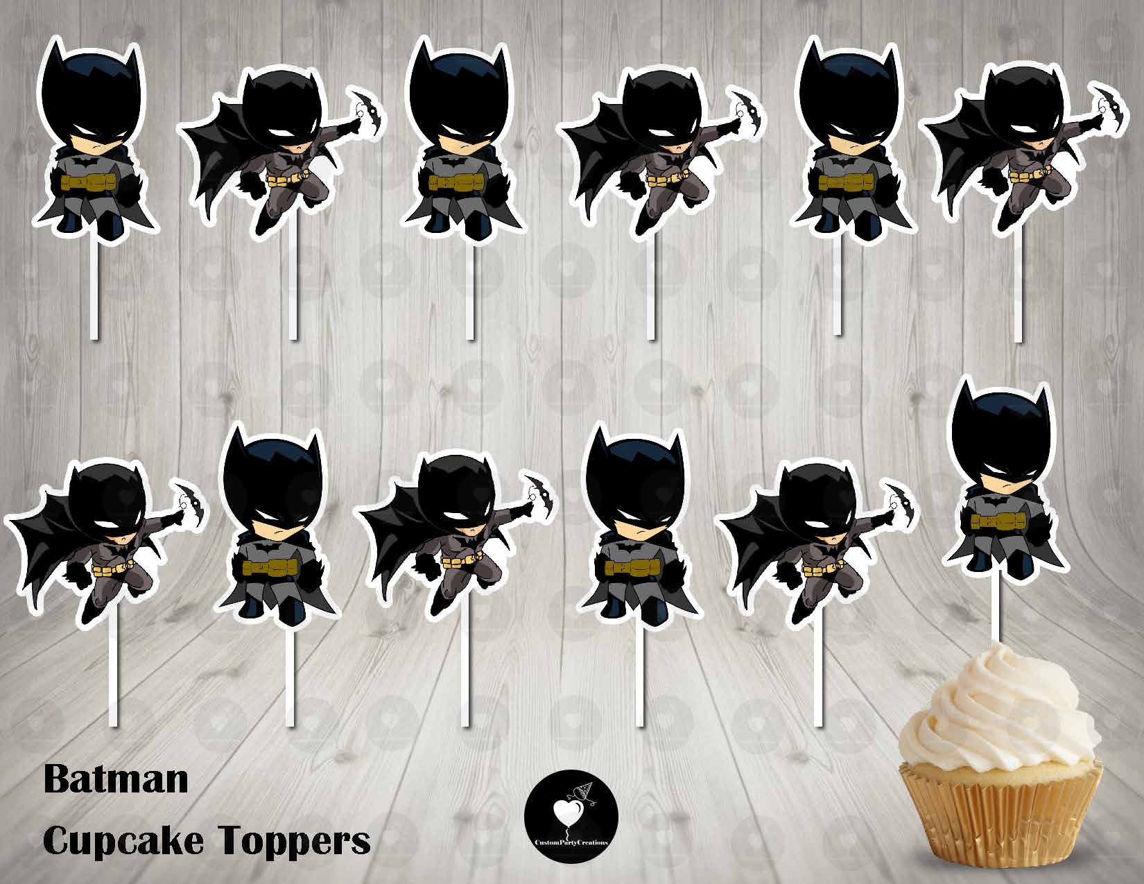 Batman Kawaii Cupcake Toppers - Custom Party Creations