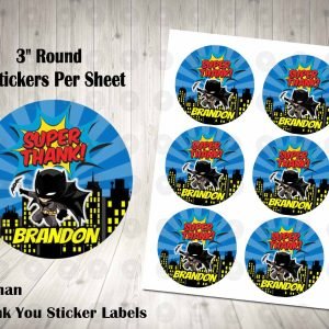 Batman Kawaii 3" Round Thank You Stickers