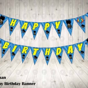 Batman Kawaii Birthday Party Banner
