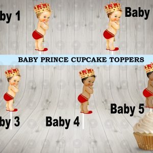 Baby Prince Red Cupcake Toppers