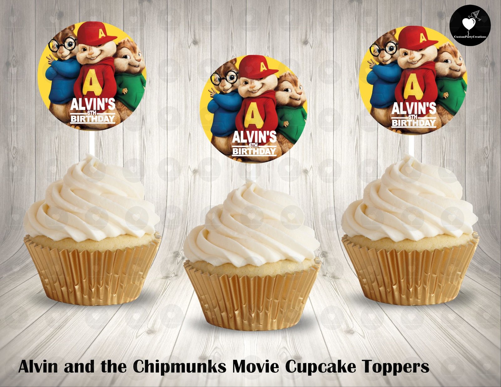 Alvin and the Chipmunks The Movie Fun Colorful Round Cupcake Toppers 1 Alvin and the Chipmunks The Movie Fun Colorful Round Cupcake Toppers