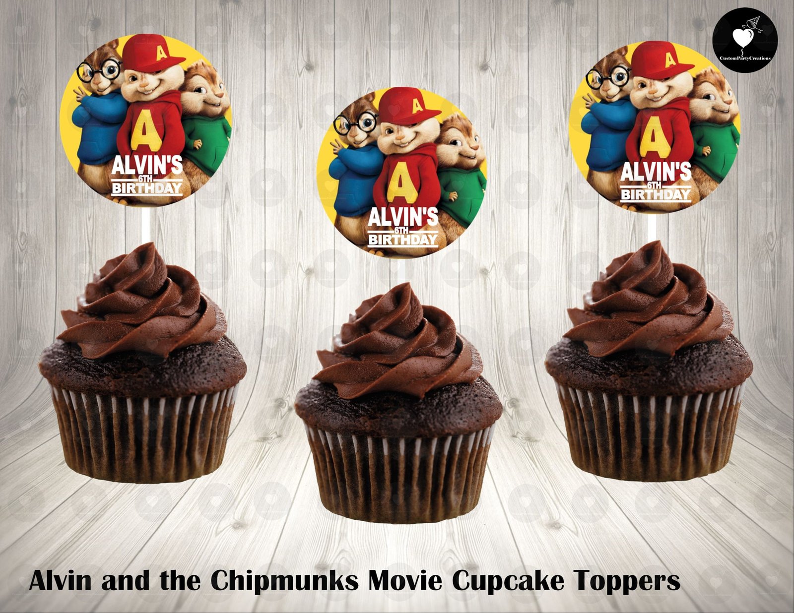 Alvin and the Chipmunks The Movie Fun Colorful Round Cupcake Toppers 2 Alvin and the Chipmunks The Movie Fun Colorful Round Cupcake Toppers