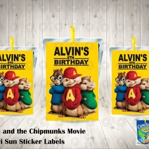 Alvin and the Chipmunks The Movie Fun Colorful Capri Sun Labels
