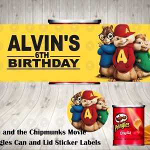 Alvin and the Chipmunks The Movie Fun Colorful Pringles Can and Lid Labels