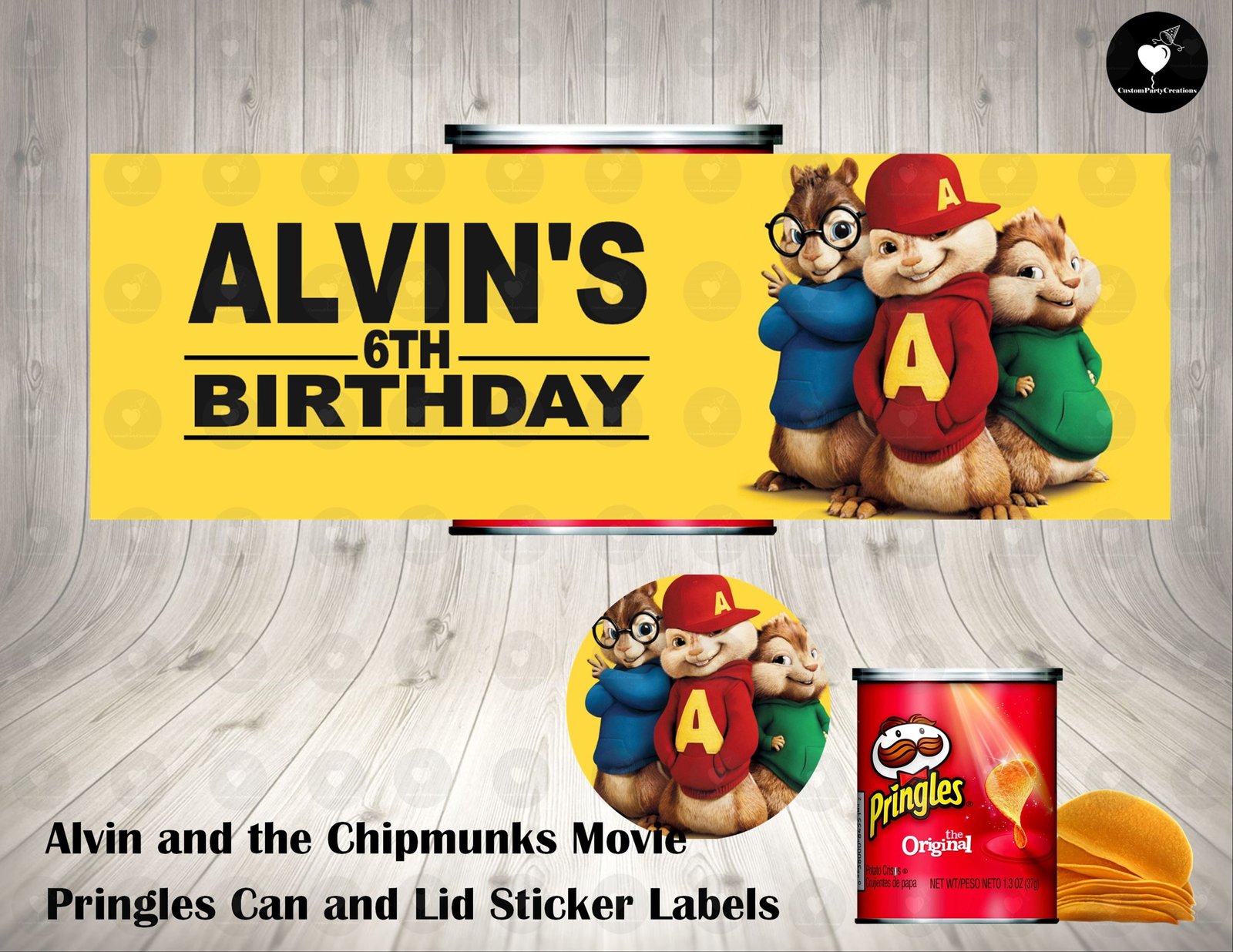 Alvin and the Chipmunks The Movie Fun Colorful Pringles Can and Lid Labels 1 Alvin and the Chipmunks The Movie Fun Colorful Pringles Can and Lid Labels