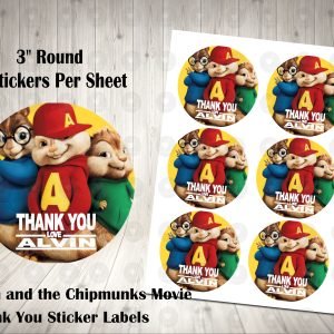 Alvin and the Chipmunks The Movie Fun Colorful 3inch Round Thank You Stickers