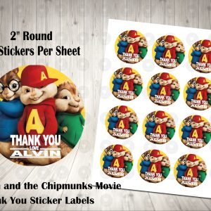 Alvin and the Chipmunks The Movie Fun Colorful 2inch Round Thank You Stickers