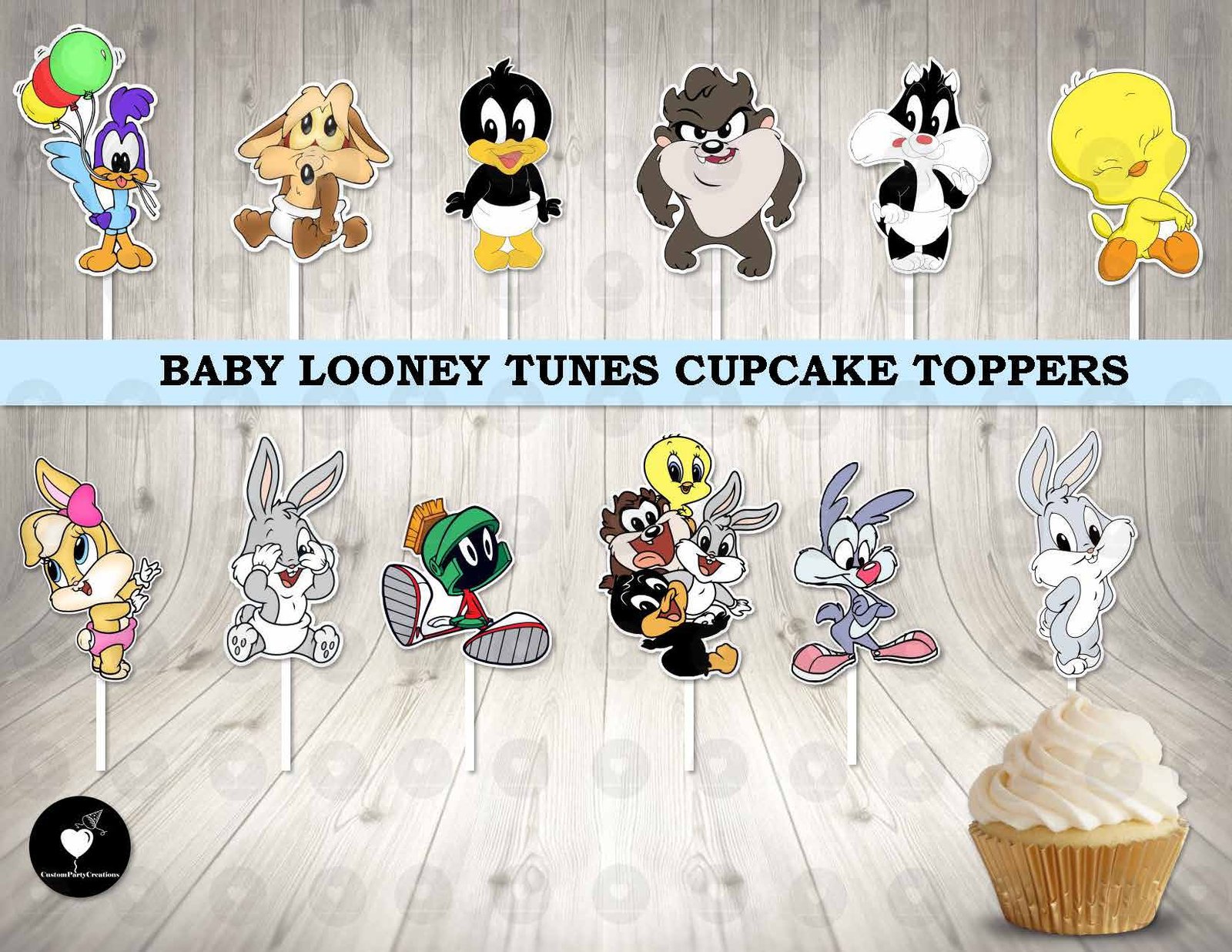 Baby Looney Tunes Cupcake Toppers 1 Baby Looney Tunes Cupcake Toppers