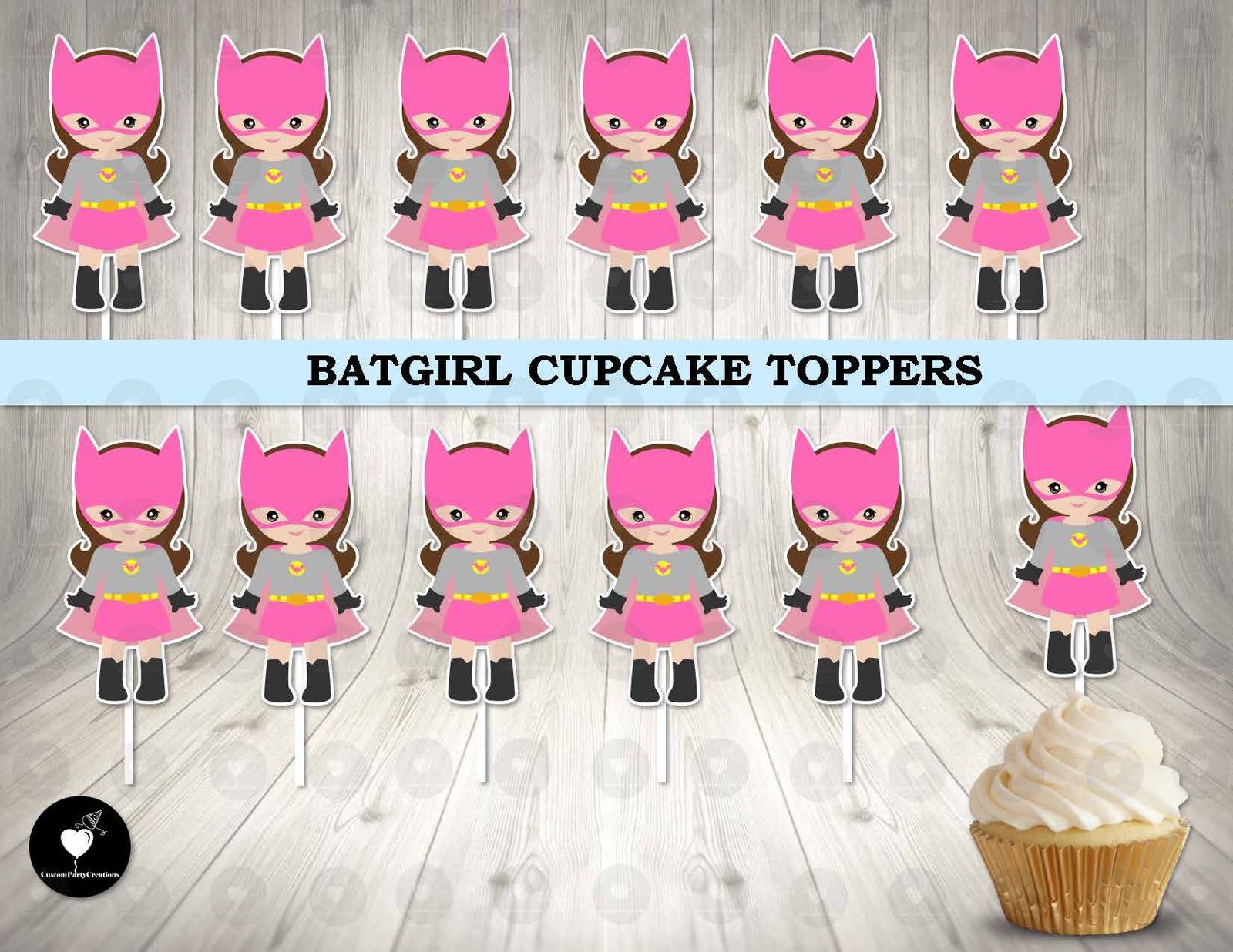 Batgirl Cupcake Toppers 1 Batgirl Cupcake Toppers