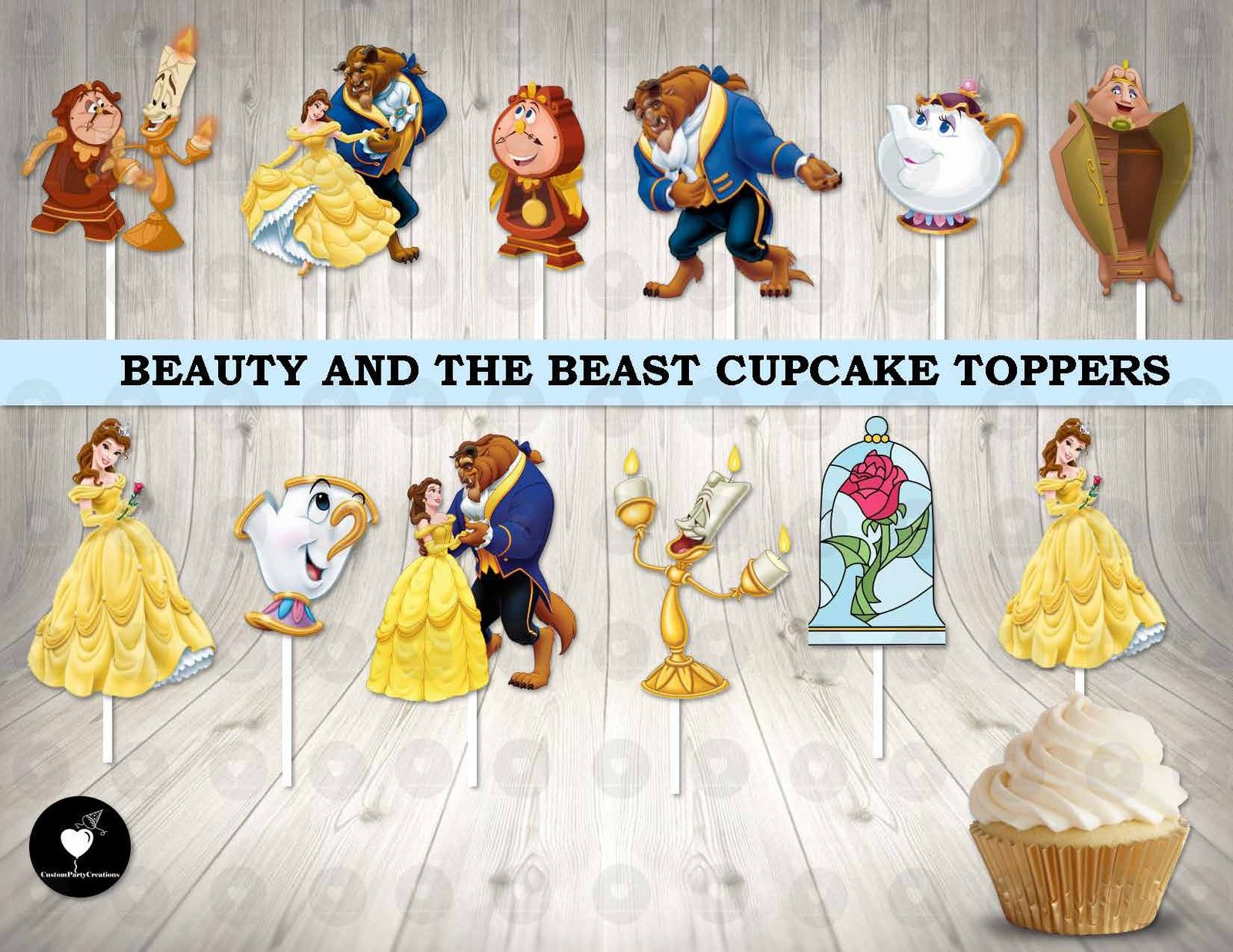 Beauty and the Beast Cupcake Toppers 1 Beauty and the Beast Cupcake Toppers