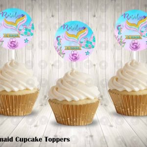 Mermaid Round Cupcake Toppers
