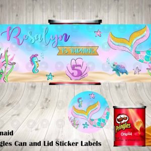 Mermaid Pringles Can and Lid Labels