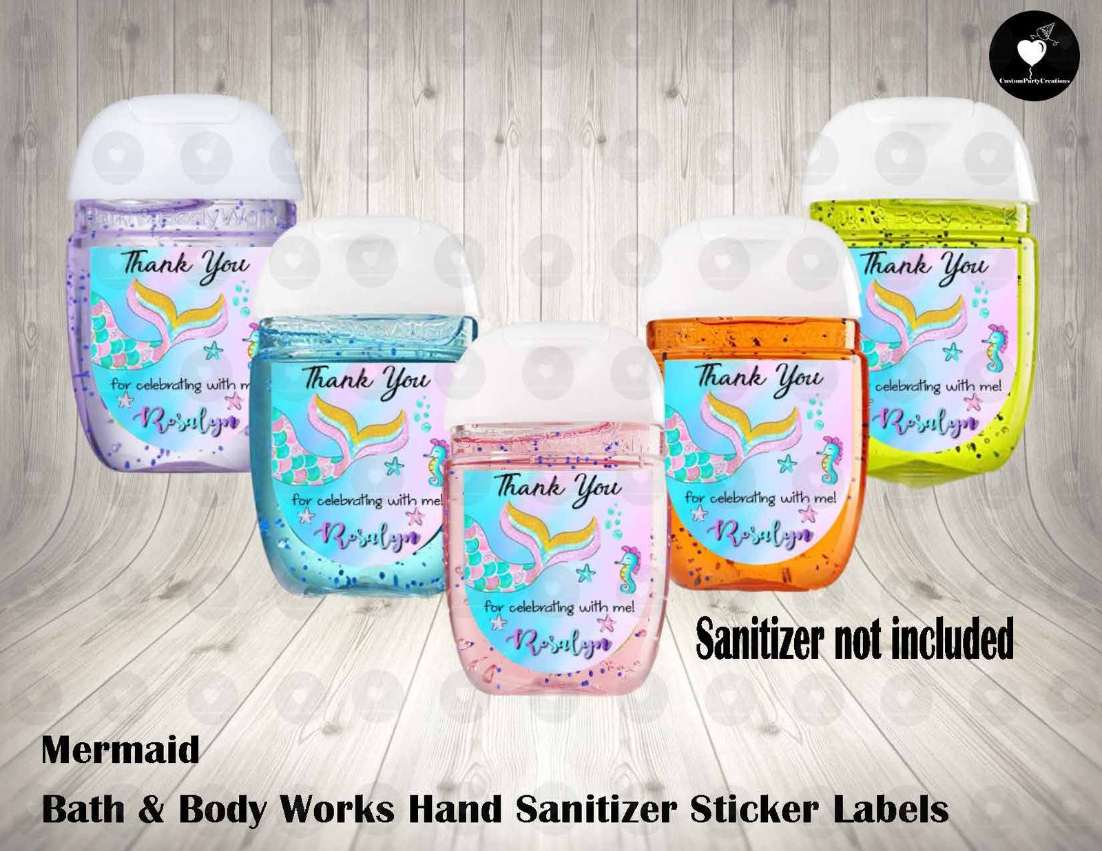 Mermaid Bath & Body Works Hand Sanitizer Sticker Labels 1 Mermaid Bath & Body Works Hand Sanitizer Sticker Labels